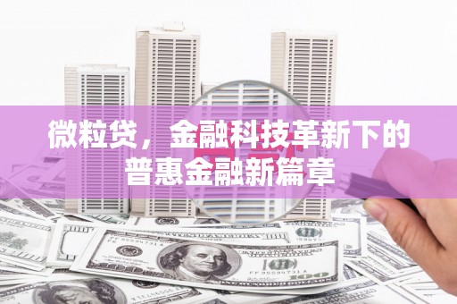 璧山微粒贷，金融科技革新下的普惠金融新篇章