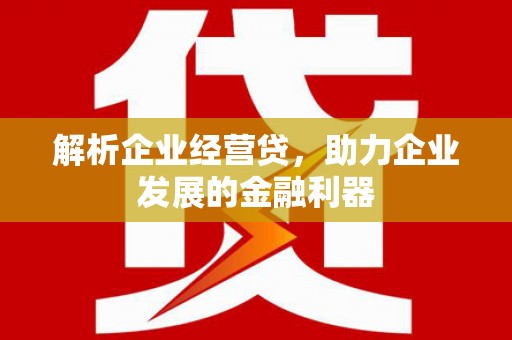 璧山解析企业经营贷，助力企业发展的金融利器