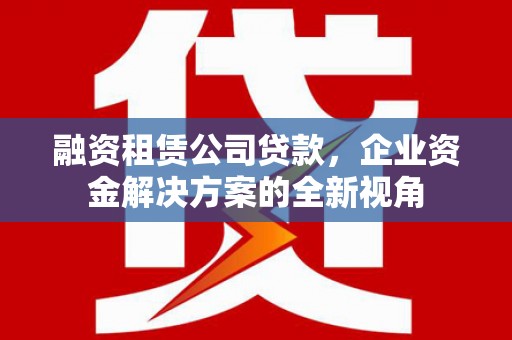 璧山融资租赁公司贷款，企业资金解决方案的全新视角
