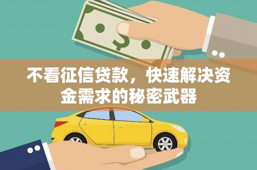 璧山不看征信贷款，快速解决资金需求的秘密武器