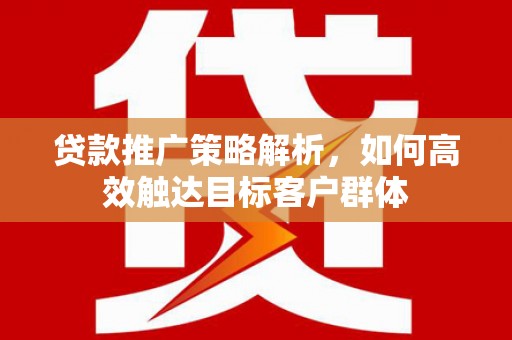 璧山贷款推广策略解析，如何高效触达目标客户群体
