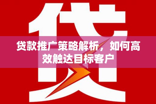璧山贷款推广策略解析，如何高效触达目标客户
