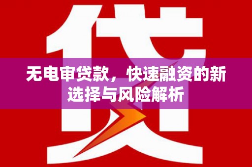 璧山无电审贷款，快速融资的新选择与风险解析