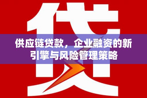 璧山供应链贷款，企业融资的新引擎与风险管理策略