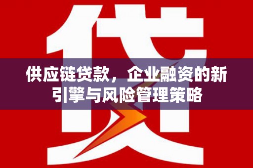 璧山供应链贷款，企业融资的新引擎与风险管理策略