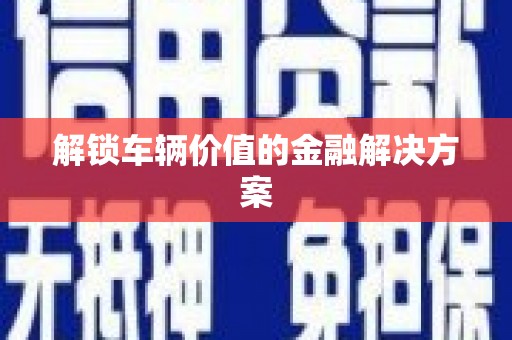 璧山解锁车辆价值的金融解决方案
